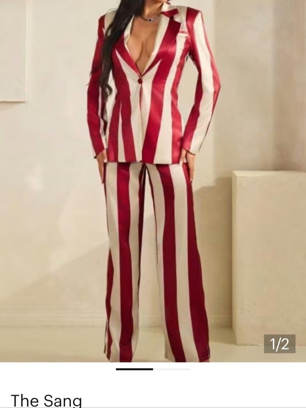 The Sang Red & White Striped Wide-Leg Pants